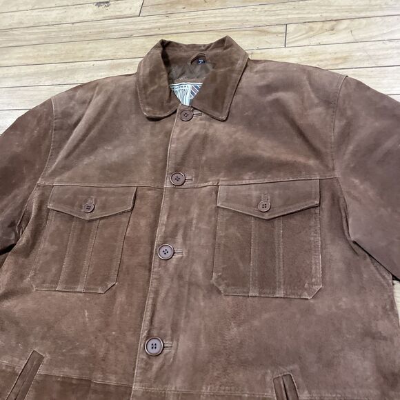 NEUTRAL TERRITORY Parka Leather Jacket Men M Brown Western Cowboy Button Coat 46 - Picture 5 of 16